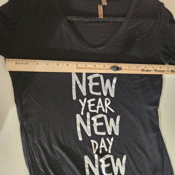 New Year New Day New Goals Black Womens T-Shirt By Just Be Free Size S - Picture 14 of 15